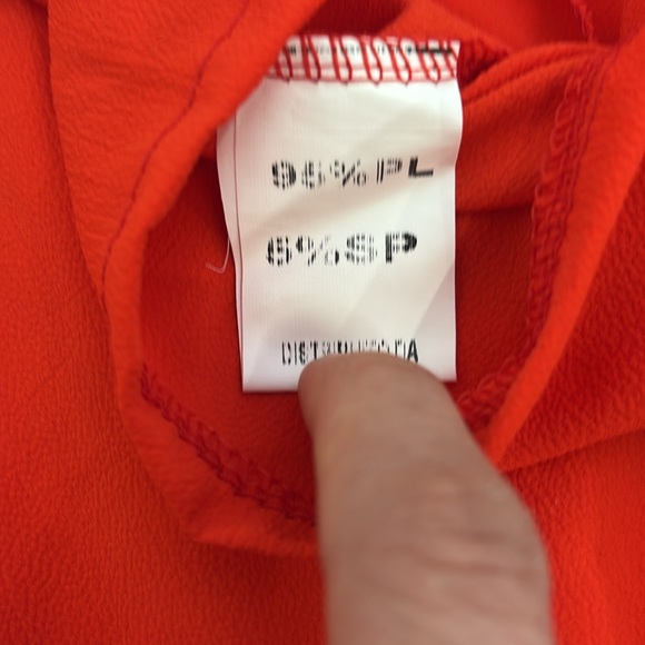 Vibrant Casual Short Italian red/orange drawstring waist crepe sheer classic - Picture 8 of 9